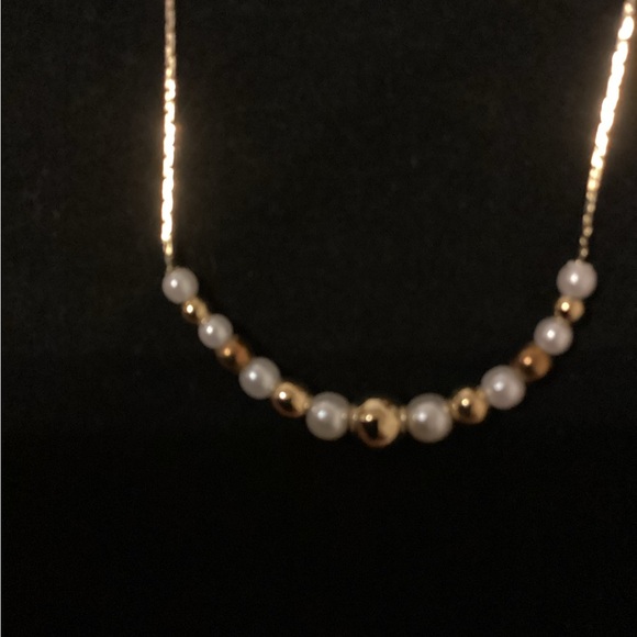 Imperial Gold Faux Round Gold/Pearl Necklace - Picture 8 of 8
